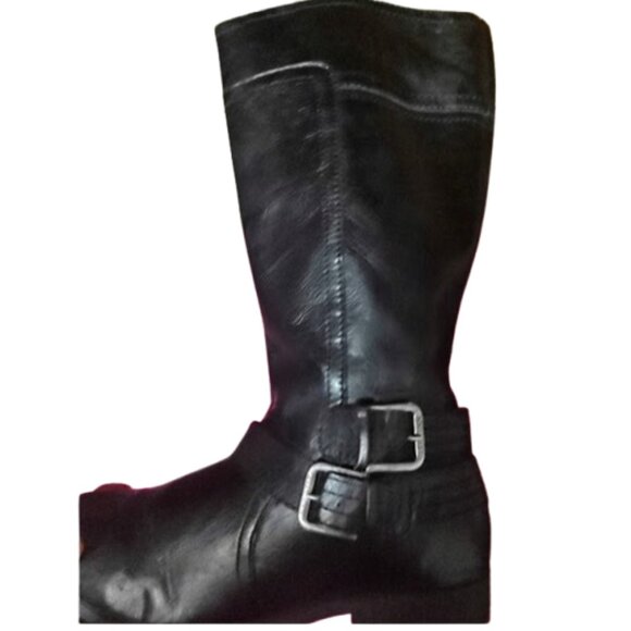 NineWest Womans Riding Boots,Black Leather Equistrian RidingBoots - Picture 1 of 12